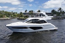 Luxury 56 ft Flybridge sun seeker with beach house layout.
