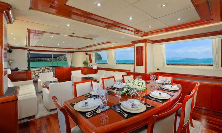Up to 20 persons can enjoy a ride on this Motor yacht boat