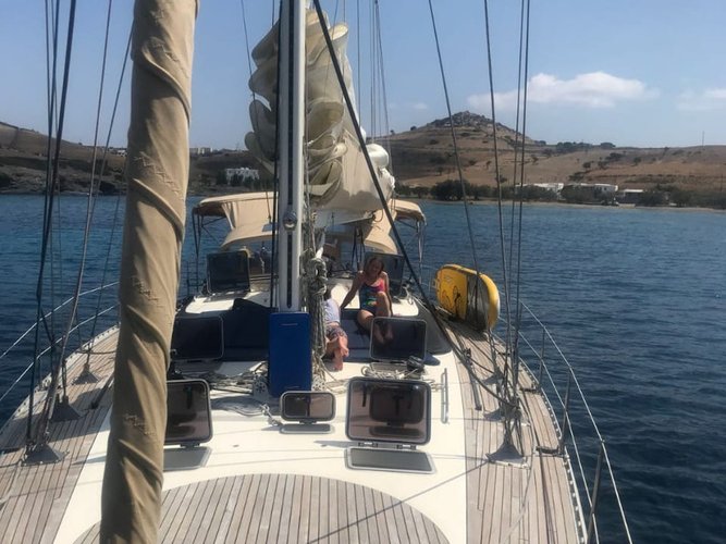 Monohull boat rental in Paros port, Greece