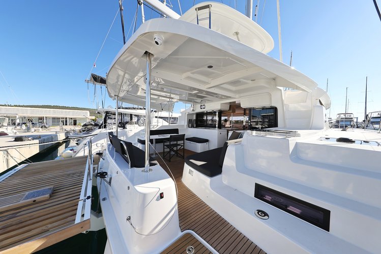 Up to 12 persons can enjoy a ride on this Lagoon boat