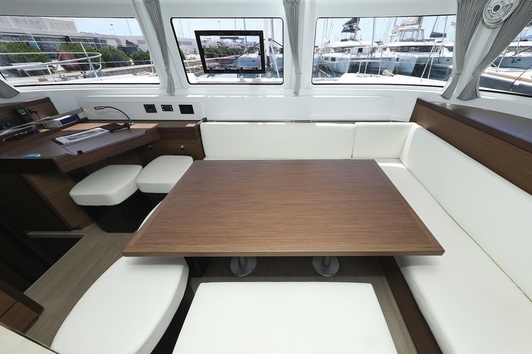 Up to 12 persons can enjoy a ride on this Lagoon boat