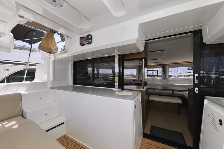 Up to 12 persons can enjoy a ride on this Lagoon boat