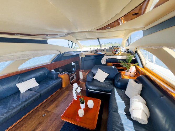 Up to 13 persons can enjoy a ride on this Azimut boat