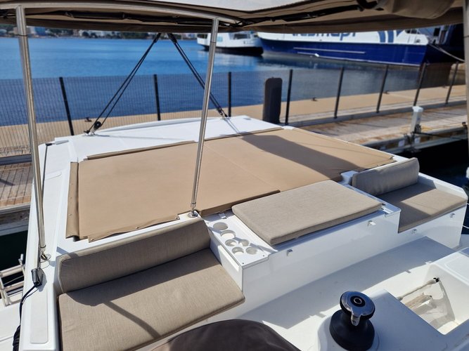 Up to 12 persons can enjoy a ride on this Catamaran boat