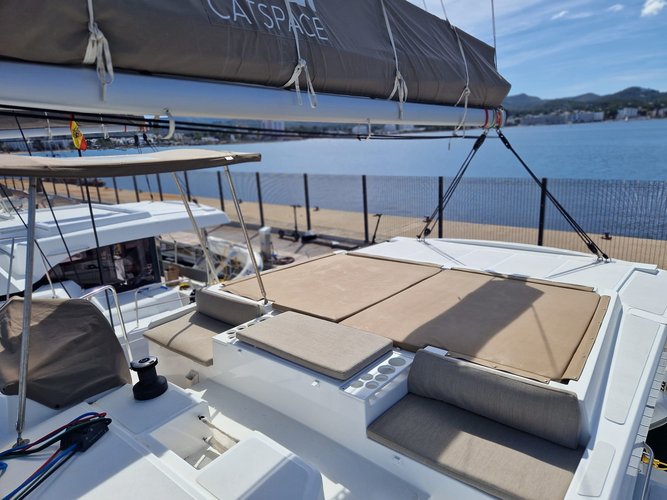 Catamaran boat rental in Sant Antoni de Portmany Port, Spain