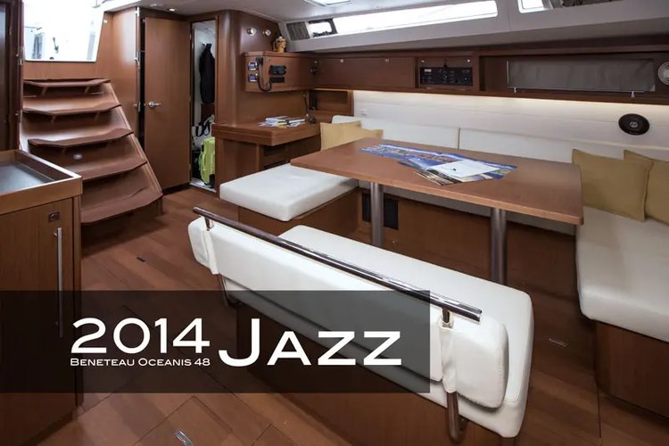 Up to 10 persons can enjoy a ride on this Beneteau boat