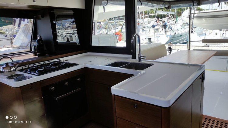 Up to 11 persons can enjoy a ride on this Catamaran boat