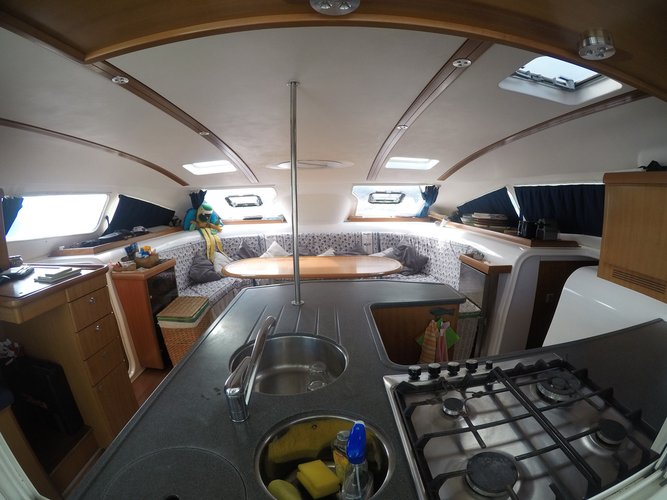 Up to 2 persons can enjoy a ride on this Catamaran boat