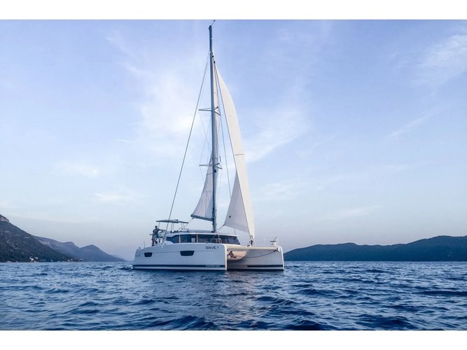 Up to 10 persons can enjoy a ride on this Catamaran boat