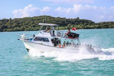 Big , comfortable  2 engine motor boat